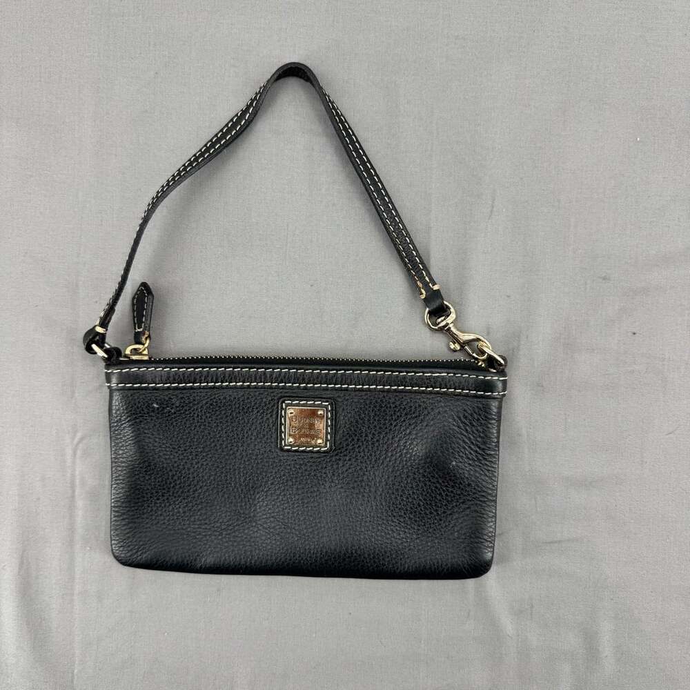 Dooney & Bourke Black Pebbled Leather Wristlet